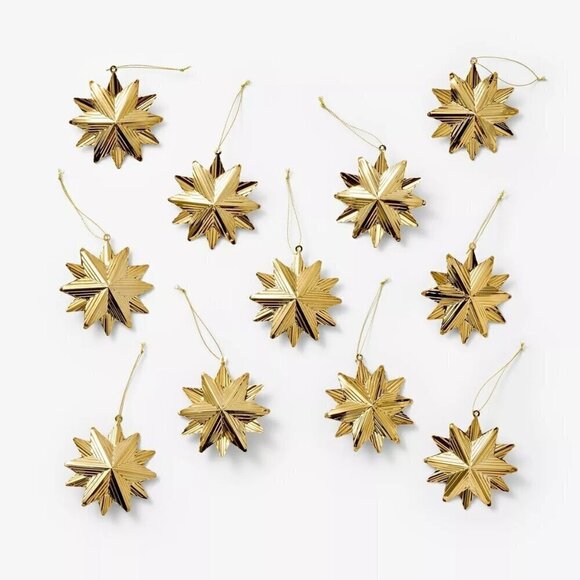 Threshold Studio McGee Set 11 Hammered Gold Metal Star Ornaments Christmas 2024 - Picture 1 of 5
